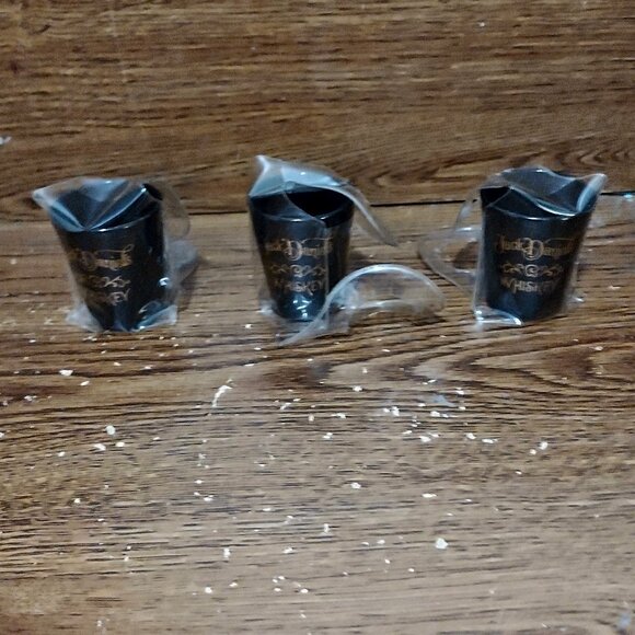 Set of 3 of Jack Daniels Shot Glasses Black Whiskey Shooters - Picture 2 of 5